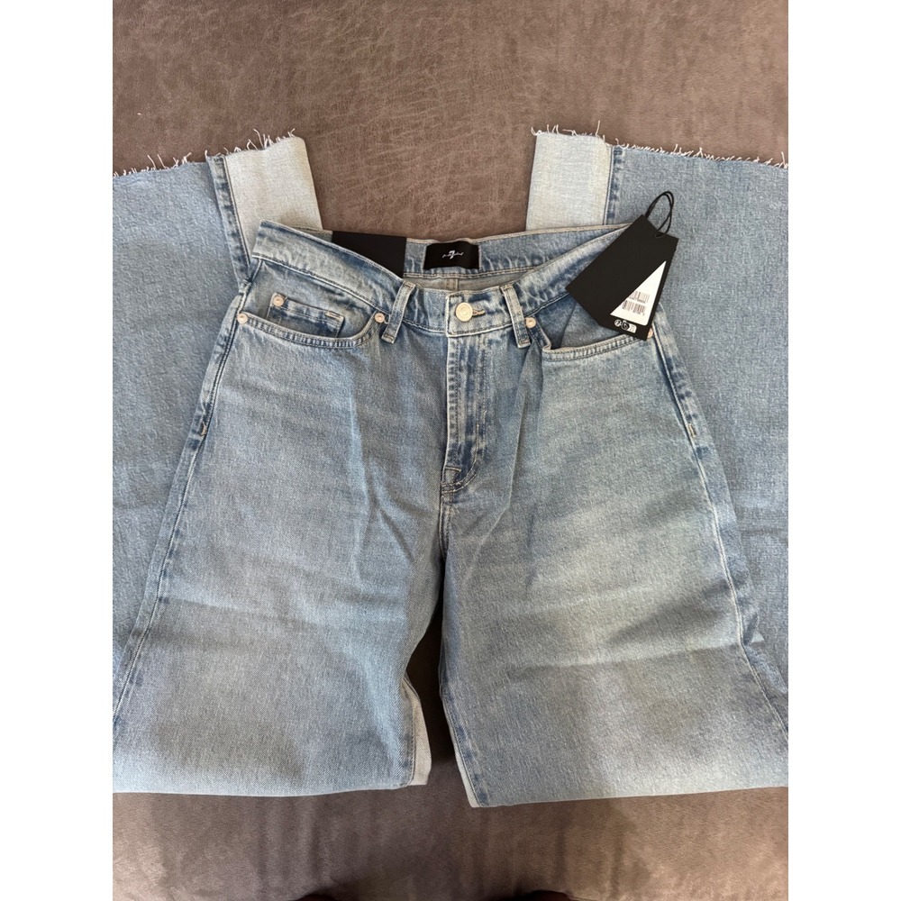 7 For All Mankind Paneled Lotta Wide Leg Jeans Seabreeze Blue Size 28 NWT - Picture 6 of 8